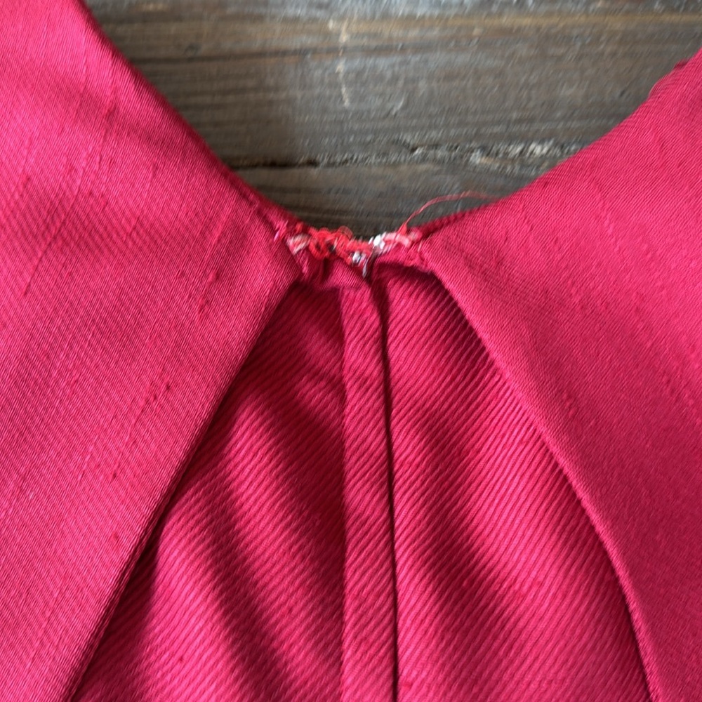 Vintage Carlette 60’s garnet red wool blend midi dress dagger collar EVC S/M - Picture 9 of 10